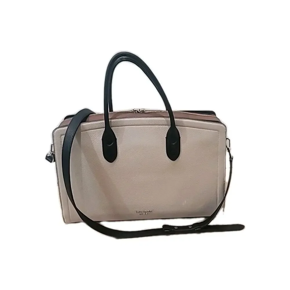 Kate Spade Knott Large Cream Tan Leather Laptop Work Commuter Bag Travel School - Picture 1 of 14